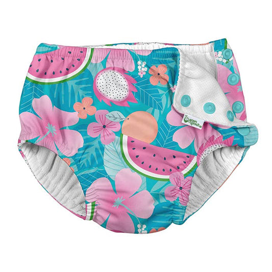 Snap Reusable Absorbent Swimsuit Diaper - Girls Print