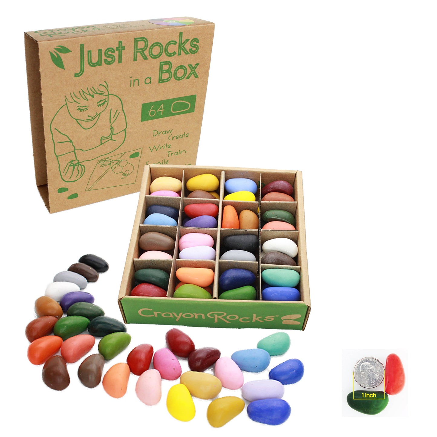 Just Rocks in a Box 32 Colors/64 Crayons