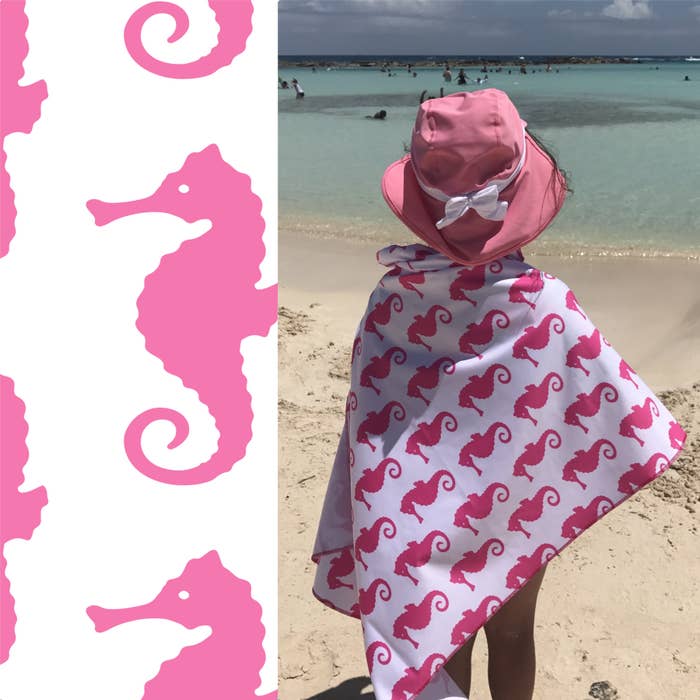Pink sea horse sunscreen towel